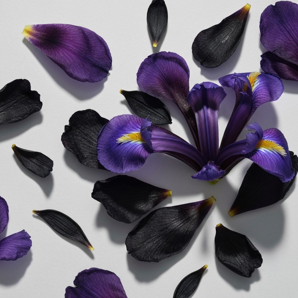 Pétalos de flores oscuras y extractos botánicos